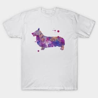 Purple Corgi Watercolor Painting T-Shirt